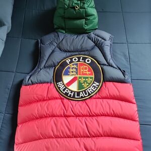 Ralph Lauren Blue Quilted Jacket with Yellow Trim